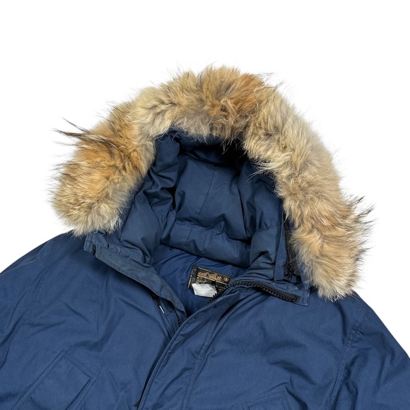 Vintage 80s 90s Eddie Bauer Down Polar Parka Real Fur Trim Blue Coat Mens XL - Picture 4 of 13